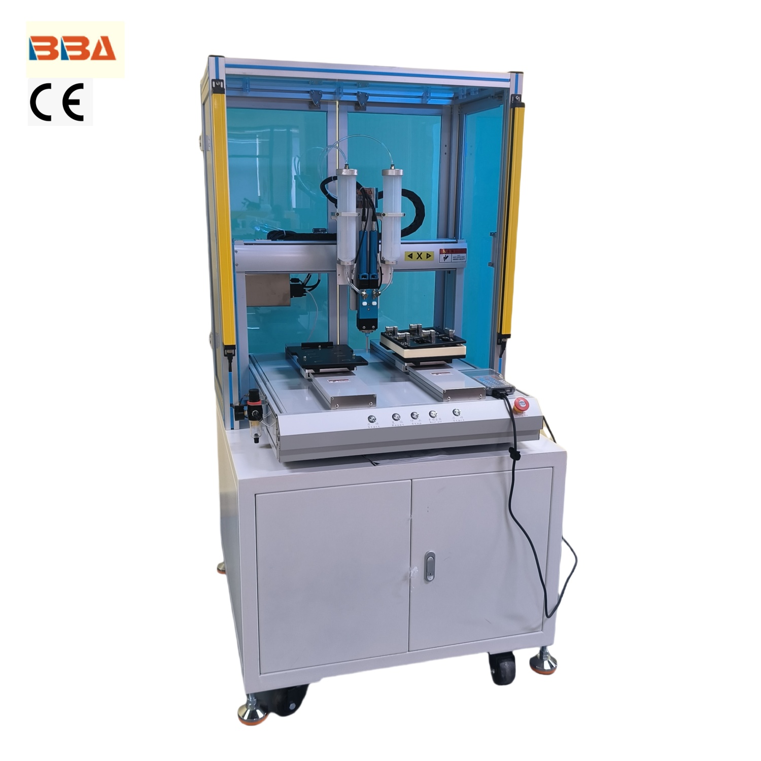 Robot de dispensación de pegamento automático con mezclador de pegamento AB y dispensador de pegamento UV utilizado en el ensamblaje de la batería