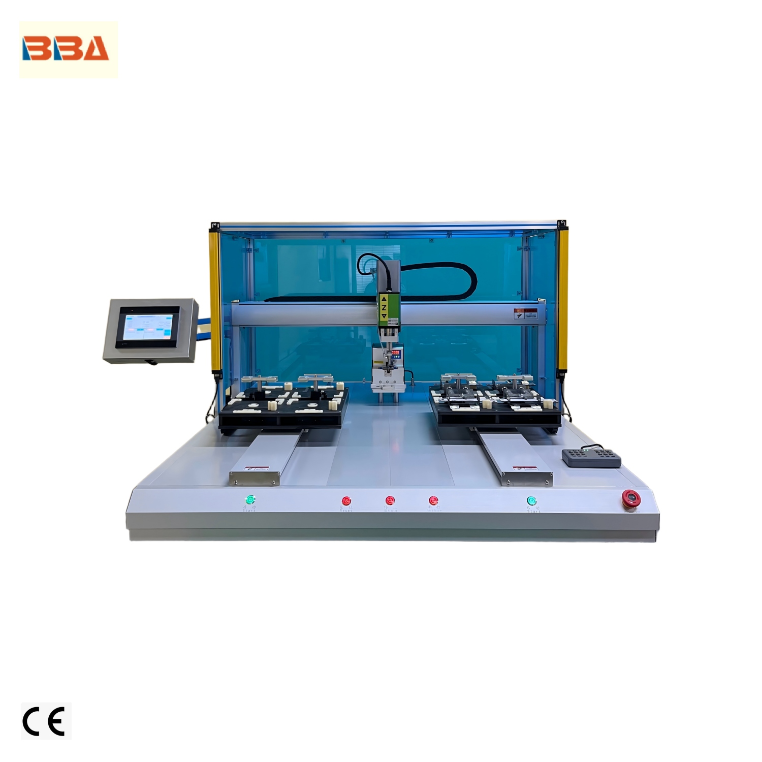 Atornilladora totalmente automática de alta precisión para cerraduras de puertas; equipos de apriete por vacío para tornillos pequeños; Equipado con una cortina de luz de seguridad.