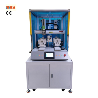 Atornilladora de doble cabezal (delantero y trasero) estilo gabinete; accesorio hecho a medida con mecanismo de giro para fijación; adecuado para productos plásticos; Fabricante chino.